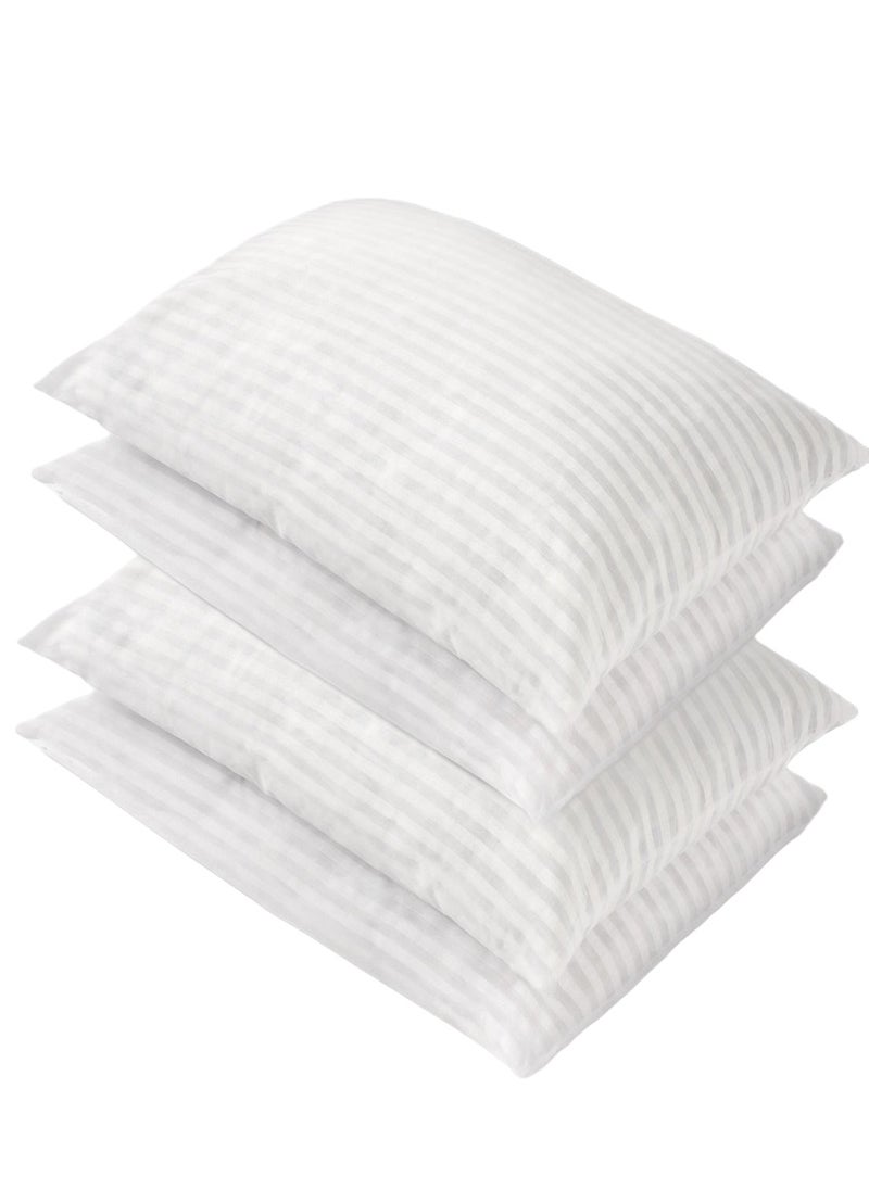 4 Piece Pack Soft Cotton Stripe Fabric Bed Pillow 50x90 cm Made in Uae