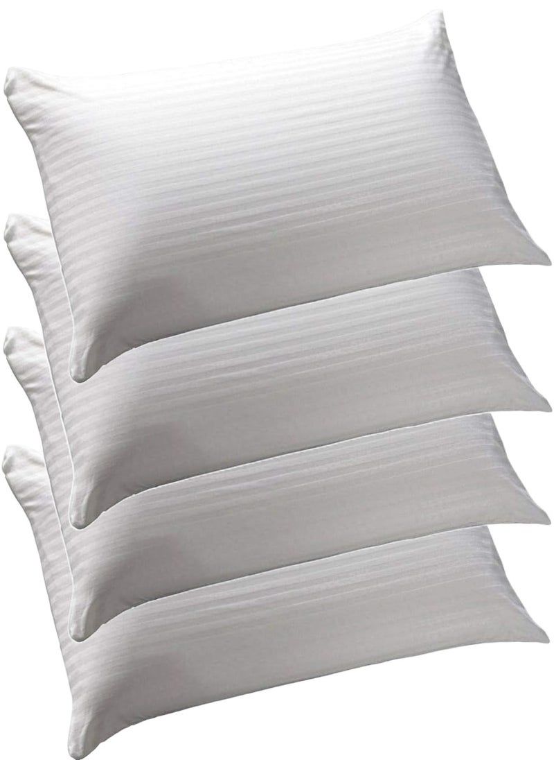 4 Piece Set Cotton Bed Pillow Stripe Design Pillow Microfiber 50x90 cm Made in Uae