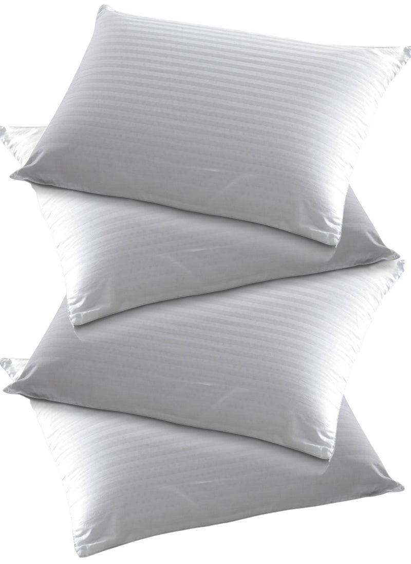 4 Piece Set Bed Pillow Soft Stripe Fabric 50x70cm Made in Uae