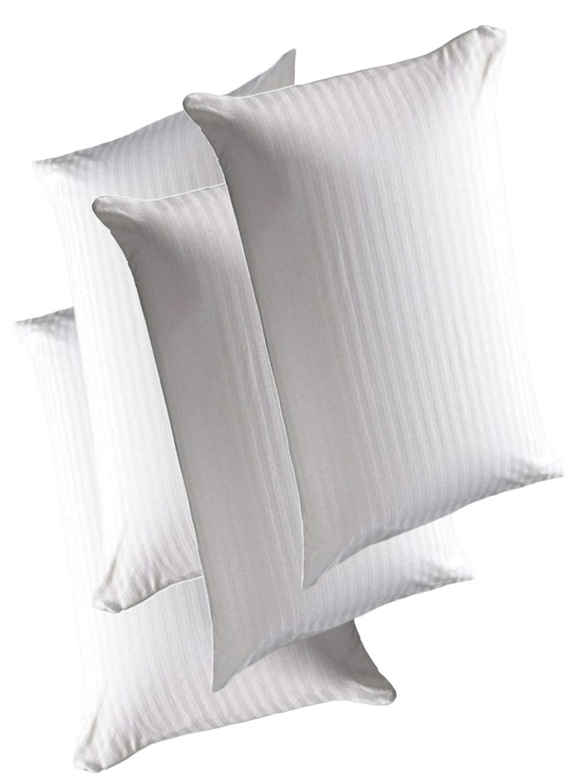 4 Piece Cotton Pillow Comfortable Stripe Design Hotel Style Pillow Microfiber 50x90 cm Made in Uae