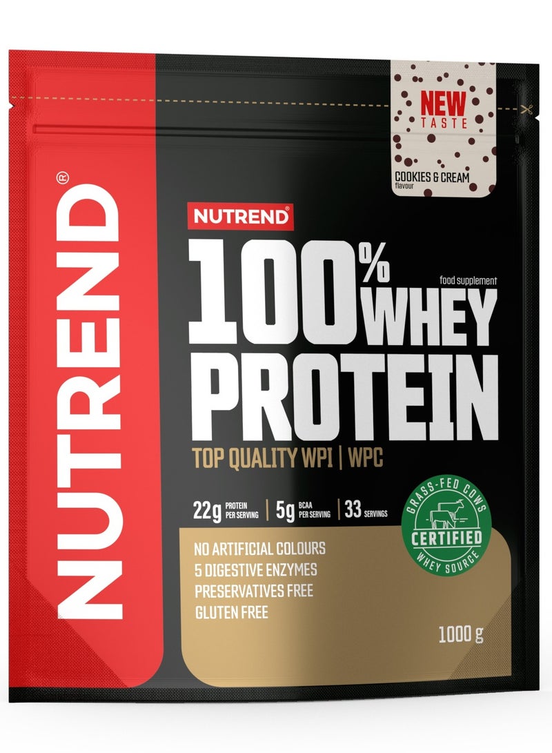 Nutrend 100% Whey Protein 1000g Cookies And Cream Flavor 33 Serving