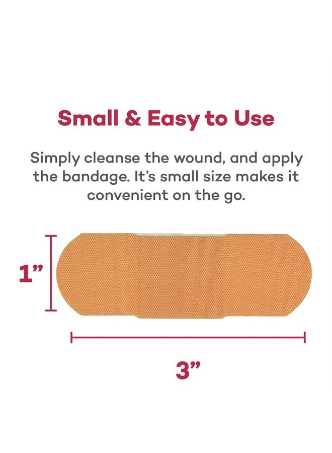 Sterile Flexible Fabric Adhesive Bandages – 1x3 Inch – 100/Box - Breathable First Aid Strip Pack - Soft Stretch Wound Patch for Medical, Emergency Kits & Clinic
