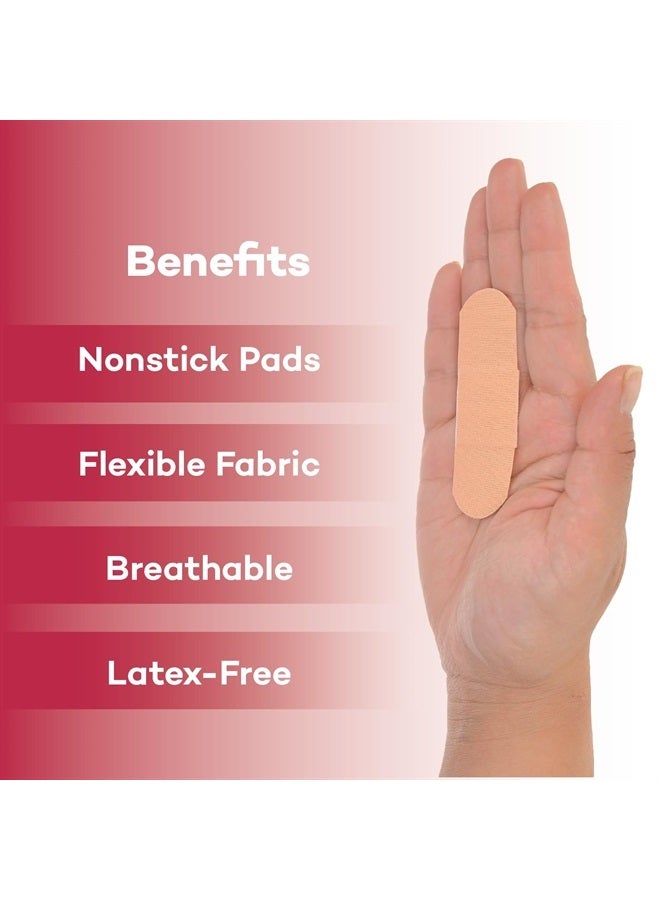 Sterile Flexible Fabric Adhesive Bandages – 1x3 Inch – 100/Box - Breathable First Aid Strip Pack - Soft Stretch Wound Patch for Medical, Emergency Kits & Clinic