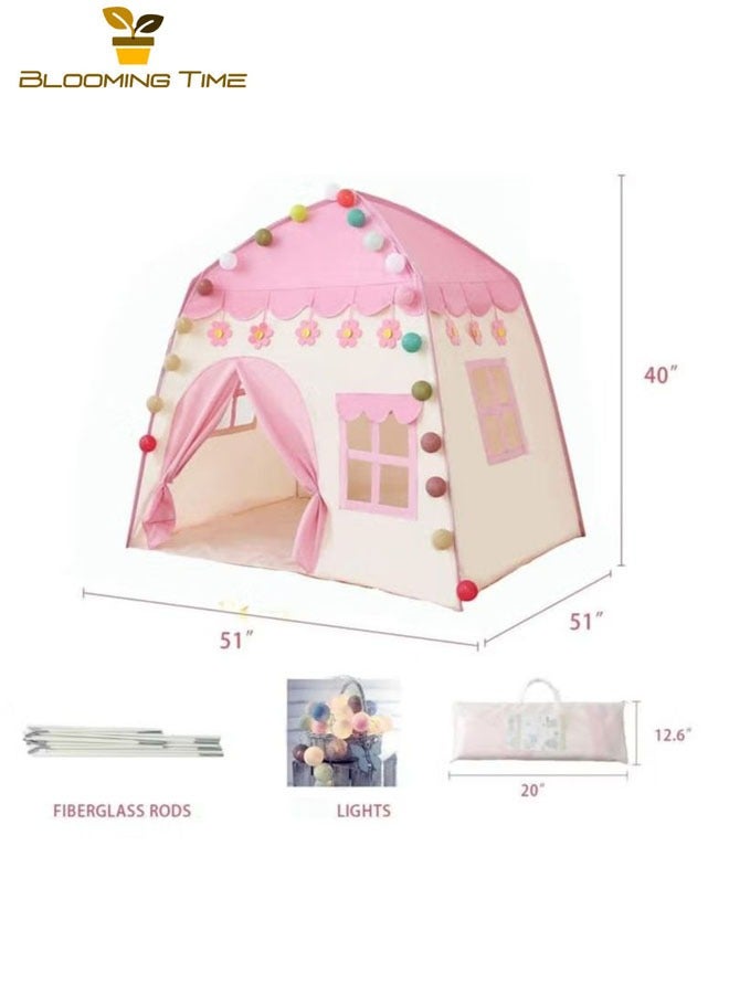 Children's princess tent, game tent, pink castle indoor and outdoor children's room 51x51x40 inches