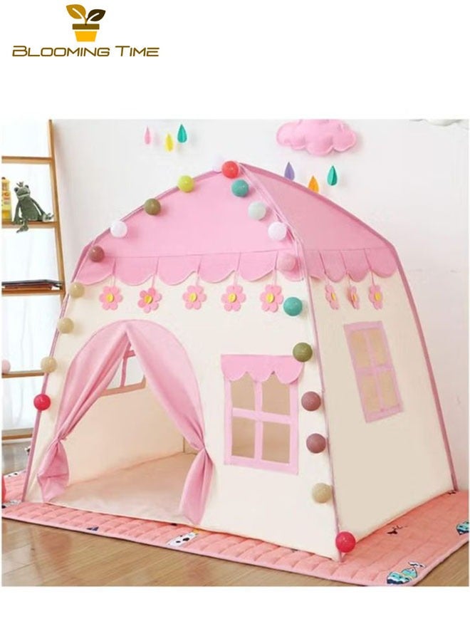 Children's princess tent, game tent, pink castle indoor and outdoor children's room 51x51x40 inches