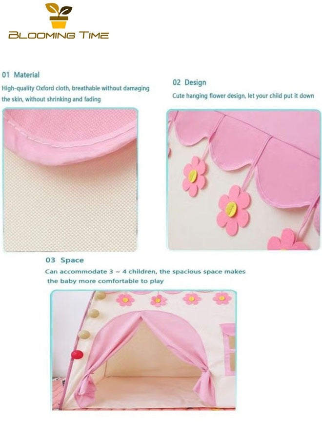 Children's princess tent, game tent, pink castle indoor and outdoor children's room 51x51x40 inches