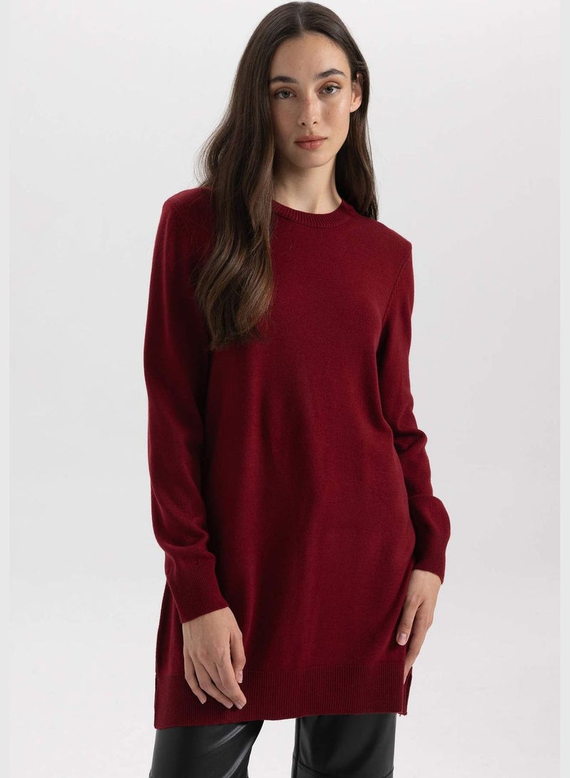 Regular Fit Crew Neck Long Sleeve Tricot Tunic