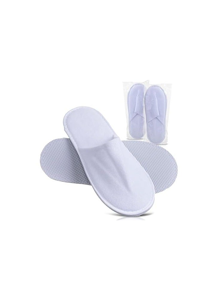 20 Pairs Disposable Closed Toe Slippers - Fluffy 5mm EVA, Non-Slip, Unisex, Eco-Friendly Indoor Slippers for Hotel, Home, Travel & Spa, Fits up to US Men Size 10 and Women Size 11