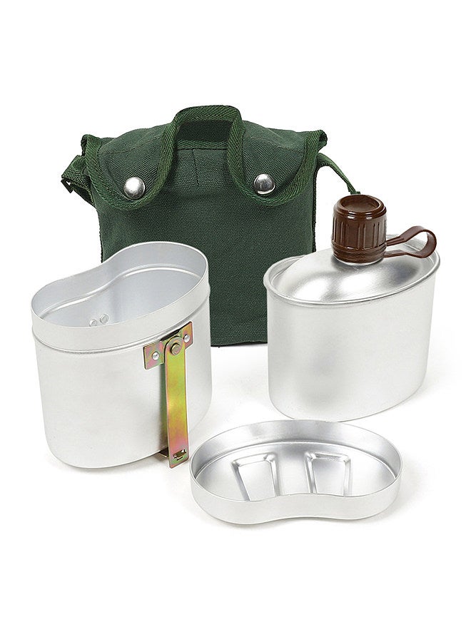 Portable Aluminum Canteen Set with Cup and Cover Outdoor Camping Cookware Mess Kit for Hiking Backpacking Picnic