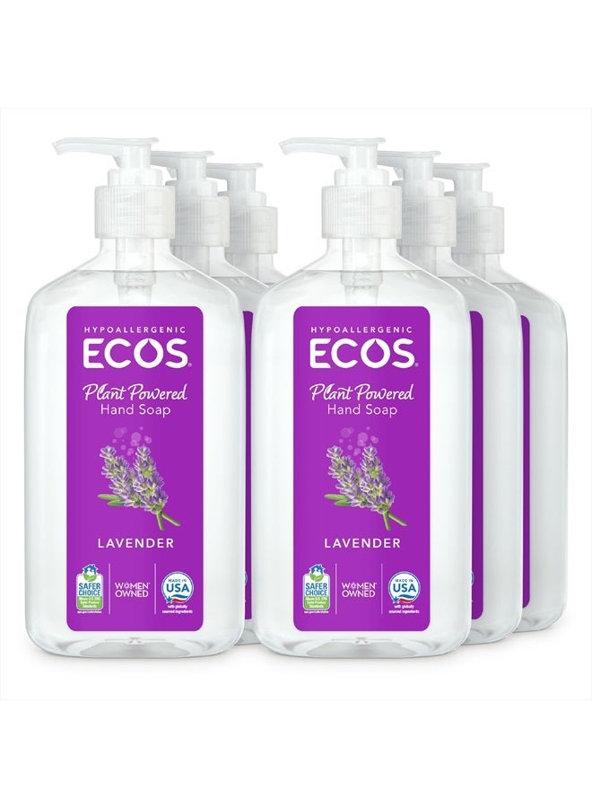 Hypoallergenic Hand Soap - All Natural pH-Balanced Handwash Soap with Vitamin E - Safe for Sensitive Skin - Lavender - 17 Oz Bottle (6 pack)