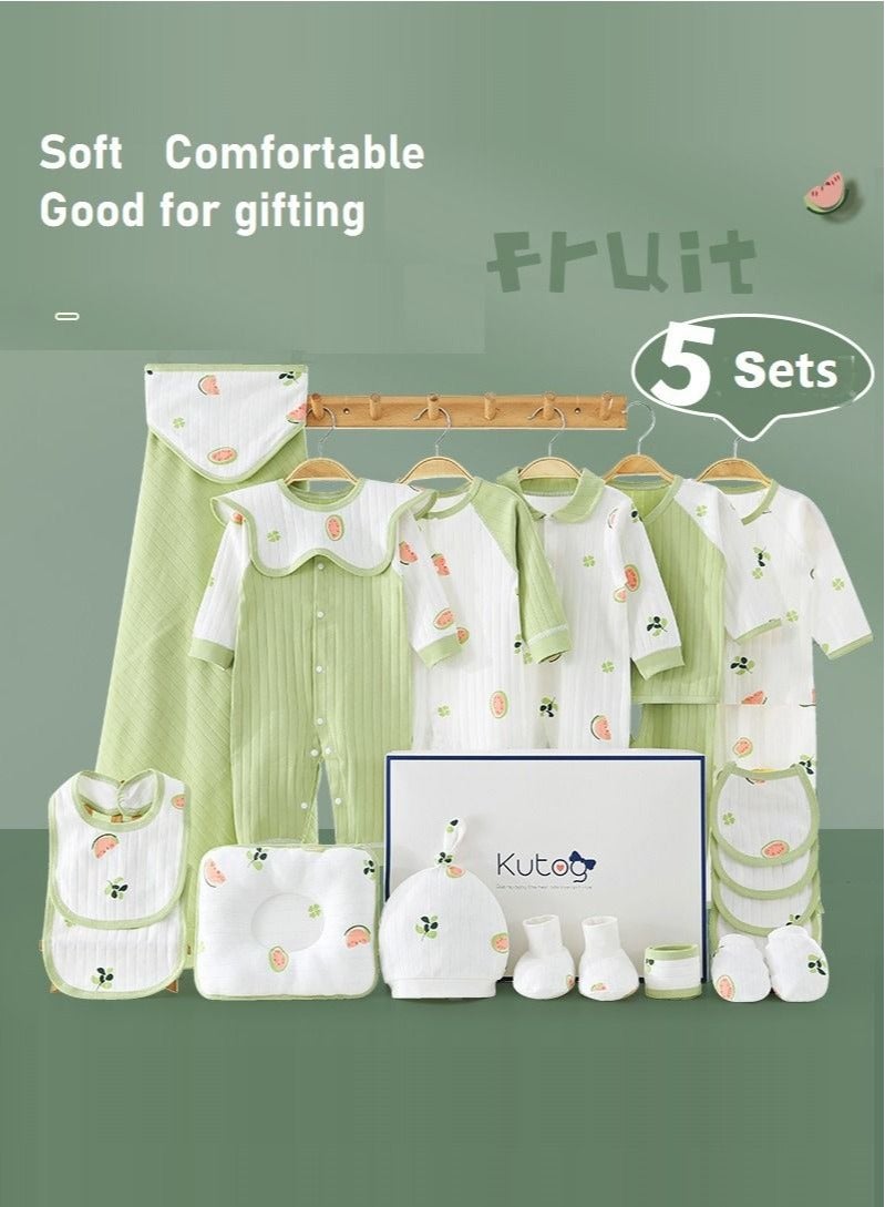 22 Pcs Newborn Baby Gift Set, Newborn Layette Gift Set for Boys and Girls, Babies Essential Clothes Accessories with Baby Blanket, 100% Premium Cotton, for Spring Summer Autumn Winter Four Seasons
