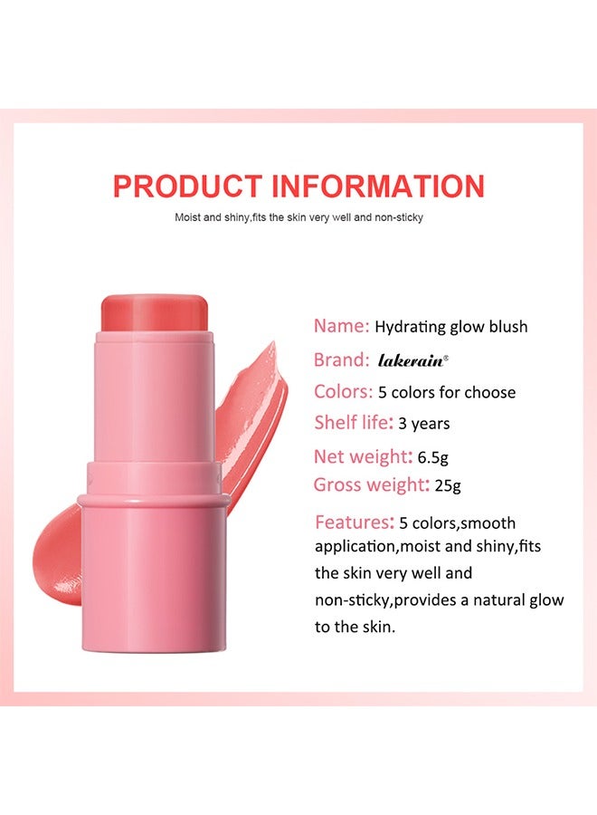 Hydrating Glow Blush -Cheeks & Lips and Eyes, 3  in 1 Creamy blush,Moisturizing and Delicate Long Lasting Makeup Retention#03