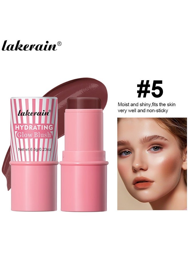 Hydrating Glow Blush -Face Multi Function Contour Beauty Wand - Lightweight Blendable Cream Bronzer Stick Makeup#05