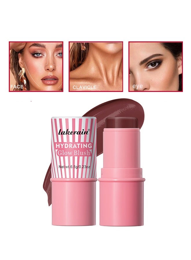 Hydrating Glow Blush -Face Multi Function Contour Beauty Wand - Lightweight Blendable Cream Bronzer Stick Makeup#05