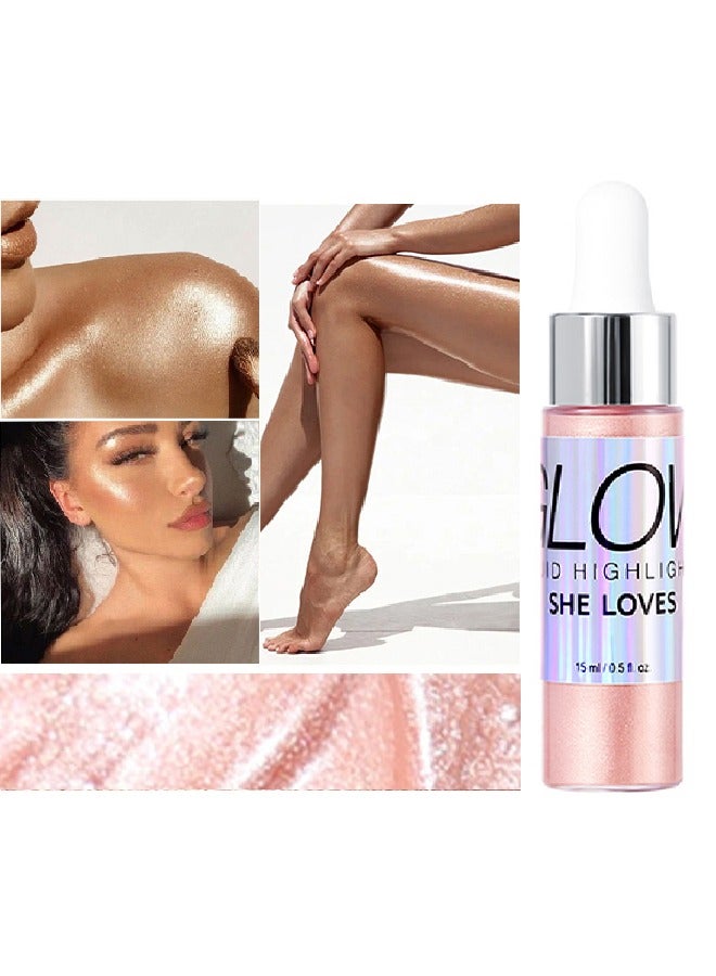 Crystal Liquid Highlighter Makeup-Face Highlighter Bronzer Makeup Stick, Natural Glossy Finish, Lightweight Blendable Silky Smooth Cream Face Illuminator, Perfectly Blends Into Foundation (#02）
