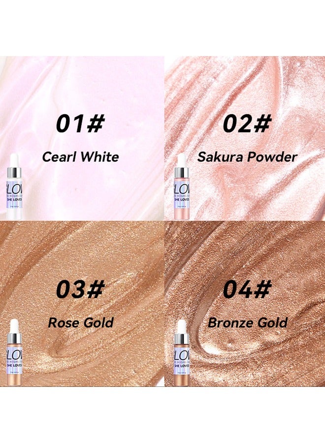 Crystal Liquid Highlighter Makeup-Face Highlighter Bronzer Makeup Stick, Natural Glossy Finish, Lightweight Blendable Silky Smooth Cream Face Illuminator, Perfectly Blends Into Foundation (#02）