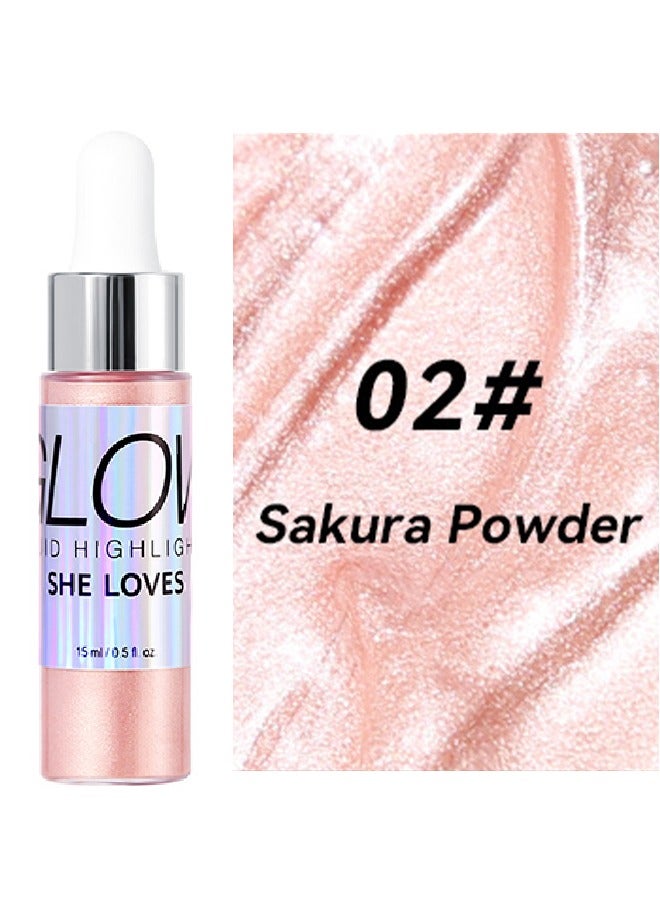Crystal Liquid Highlighter Makeup-Face Highlighter Bronzer Makeup Stick, Natural Glossy Finish, Lightweight Blendable Silky Smooth Cream Face Illuminator, Perfectly Blends Into Foundation (#02）