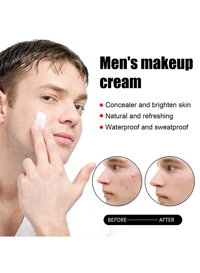 Men Makeup Cream 50g,Concealer and Brighten Skin,Natural and Refreshing,Waterproof and Sweatproof,Suitable for Use During Makeup