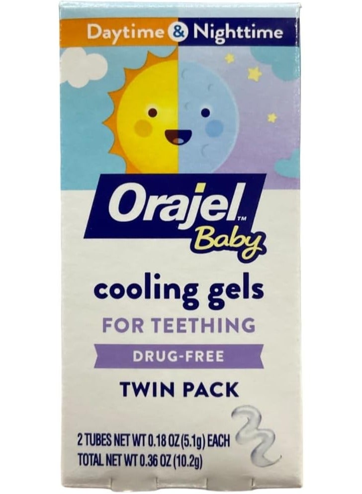 Non-Medicated Cooling Gels for Teething Daytime & Nighttime 0.36 Oz Twin Pack