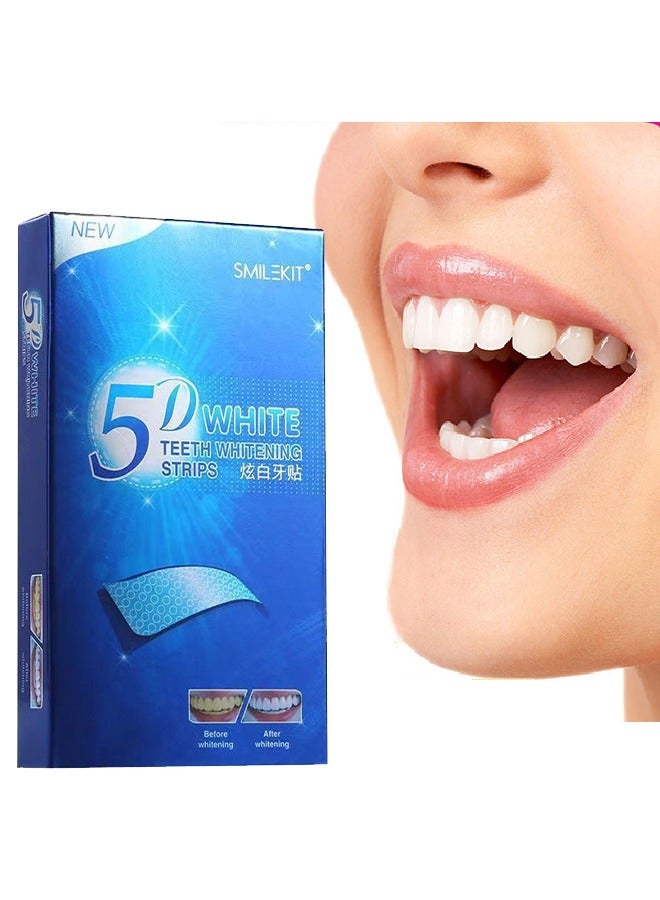 5D Teeth Whitening Strips, Elastic Gel Teeth Whitening Kit, Smile Whitening Strips for Against Yellow Teeth, Coffee Stains Dental, Black Teeth ( 7Packs, 14Strips)