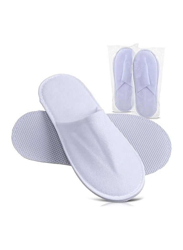 50 Pairs Disposable Closed Toe Slippers - Fluffy 5mm EVA, Non-Slip, Unisex, Eco-Friendly Indoor Slippers for Hotel, Home, Travel & Spa, Fits up to US Men Size 10 and Women Size 11