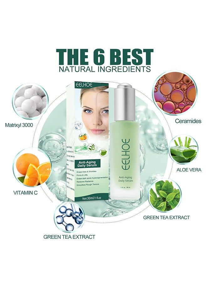 Anti Aging Daily Serum- Advanced Deep Anti Wrinkle Serum, Hyaluronic Acid Serum for Face, Anti-Aging Brightening Face Serum, Anti-Dark Spots and Brightening Serum, Firming, Plumping, Repair, Moisturiz