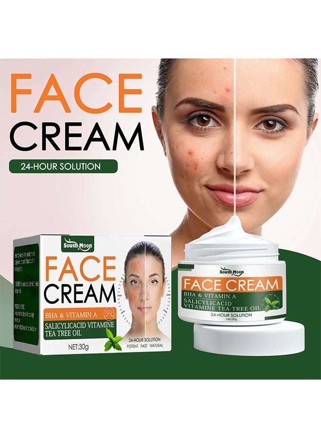 Face cream BHA & VITAMIN A ,Acne Treatment Face Cream, Acne Spot Treatment for Face & Acne Dots, Natural Cystic Acne Treatment, For All Skin Types, Premium Acne Scar Cream & Pimple Remover - 30g