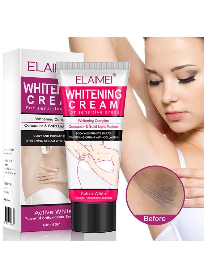 Whitening Cream, For Body, Intimate Areas, Underarms, Armpit, Knees, Legs, Elbows And Inner Thigh, Dark Spot Corrector Skin Lightening Cream 60ml