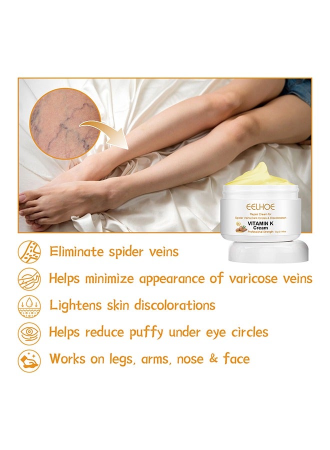 Vitamin K Cream, Varicose Veins Cream, Soothing Leg Cream, Varicose and Spider Veins Treatment Cream, Improve Blood Circulation, Fast Relieve Swelling Pain 60g