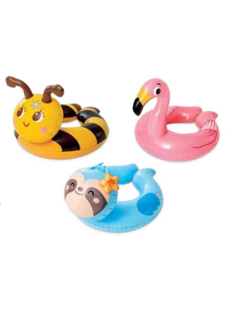 3 Pack 59220EP - Animal Head Split Ring Pool Floats Bundle Includes Frog, Duck, Penguin, Giraffe, Frog, Penguin
