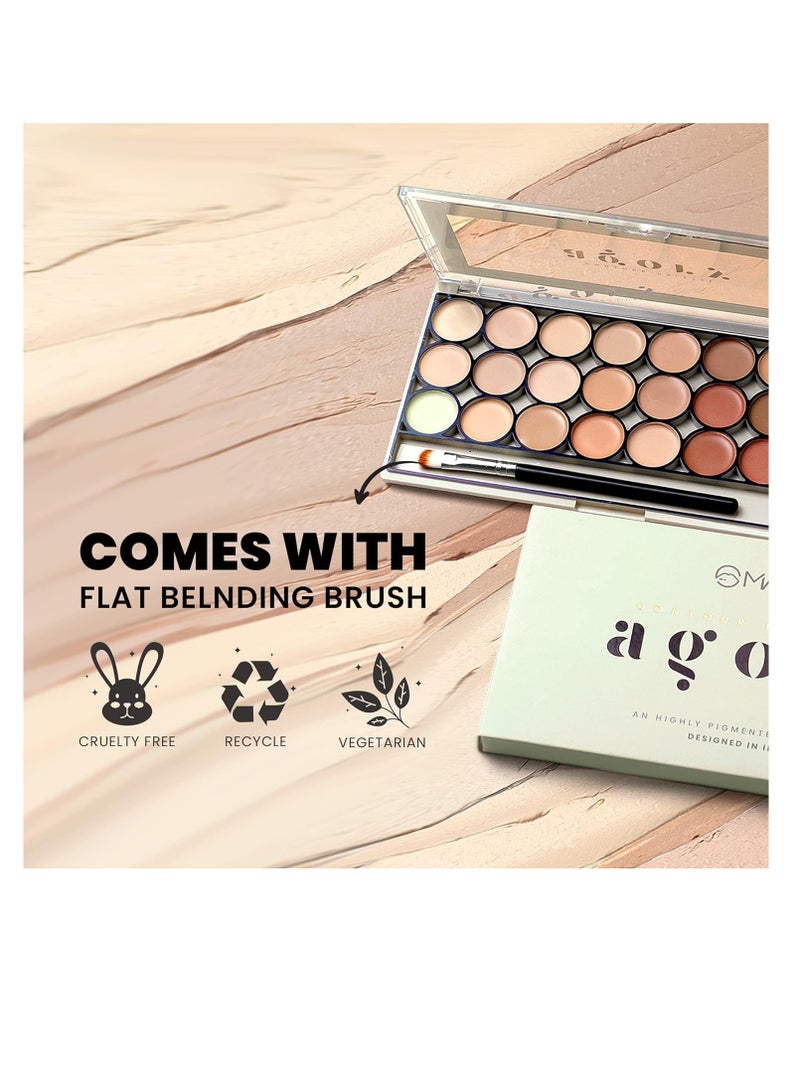 MARS 24 Shade Agory Cream Contour Palette with Brush  Easy to Blend Contour Kit for Women  70.0 gm Shade 02