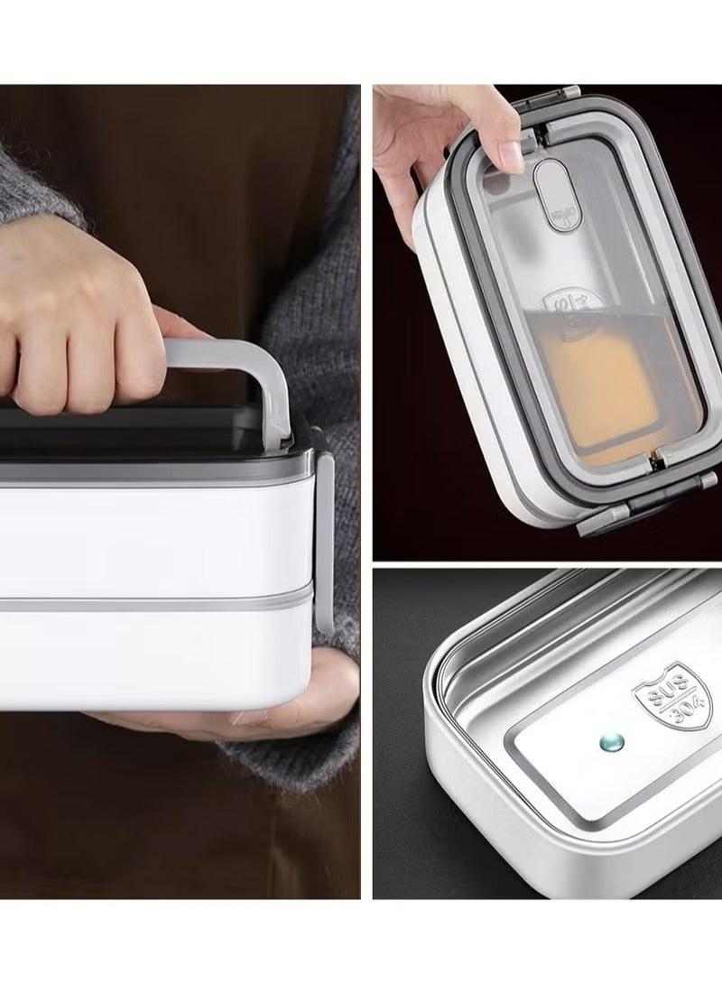 Stainless Steel Double Layer Lunch Box Leakproof Bento Box Portable Insulated Lunch Containers with Lunch Bag