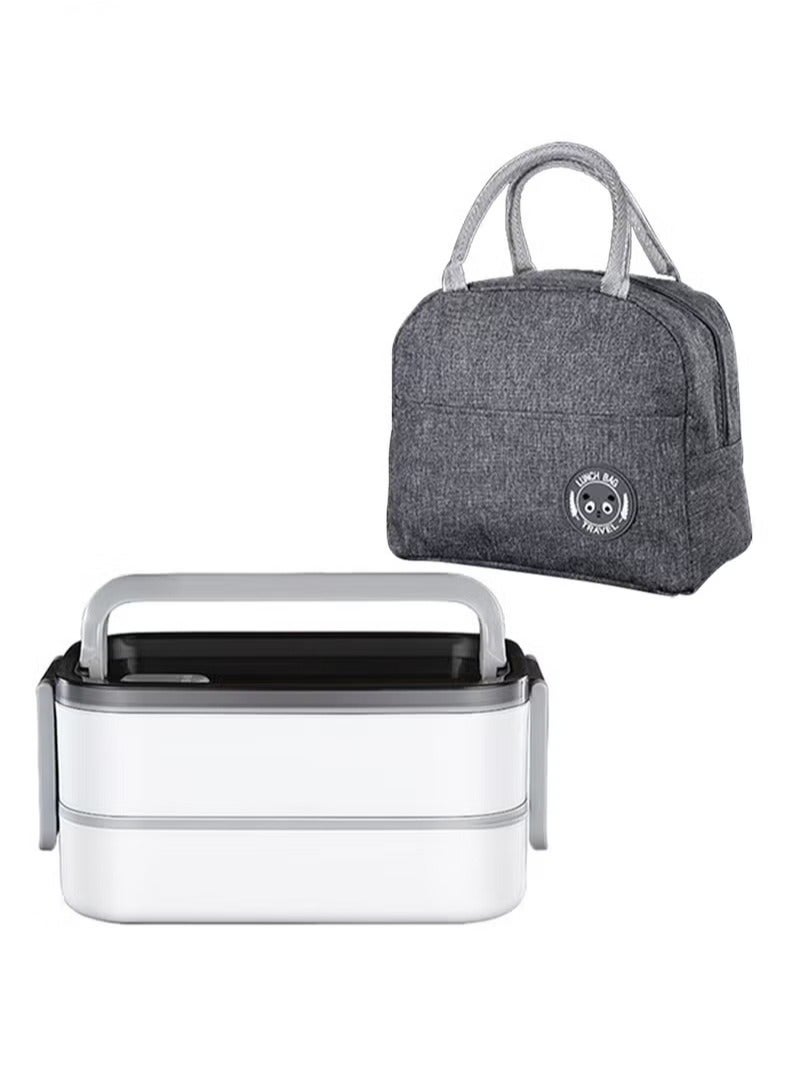 Stainless Steel Double Layer Lunch Box Leakproof Bento Box Portable Insulated Lunch Containers with Lunch Bag