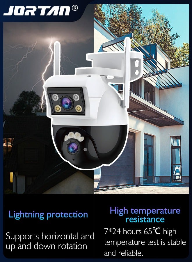 6MP 2-in-1 Dual Camera Smart Wifi Security Camera 12V/2A Outdoor PTZ Cam with Person/Vehicle Detection & Intelligent Alarm Mode & Color Night Vision & Spotlight Siren & Two Way Audio