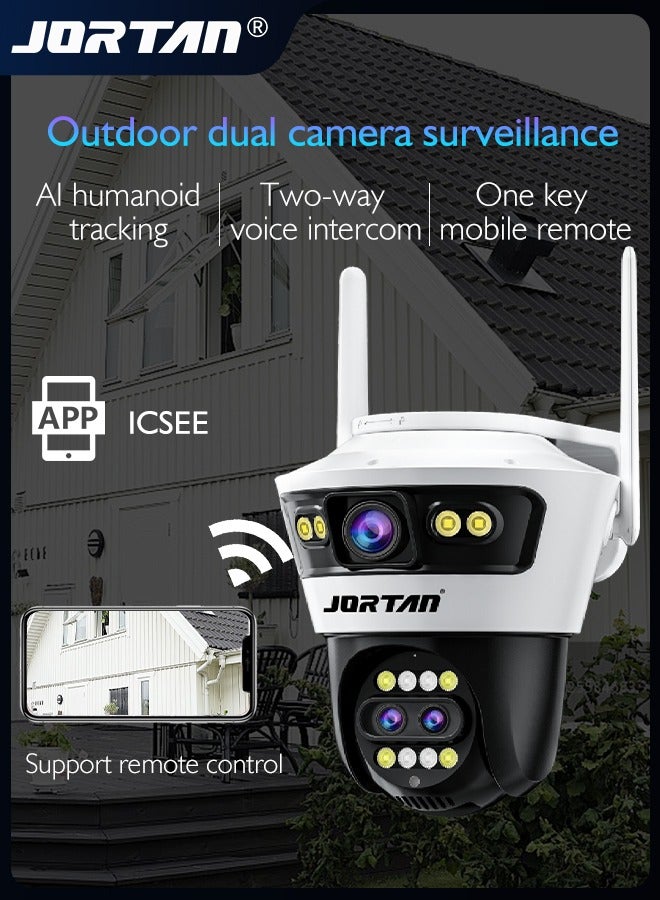 9MP 900W Trinocular Zoom Wifi Camera 3 Sensors Camera Outdoor Monitor with 8x Hybrid Zoom & RJ45 Ethernet Interface & Intelligent Alarm Mode & AI Motion Detection & Color Night Vision & 2-Way Audio