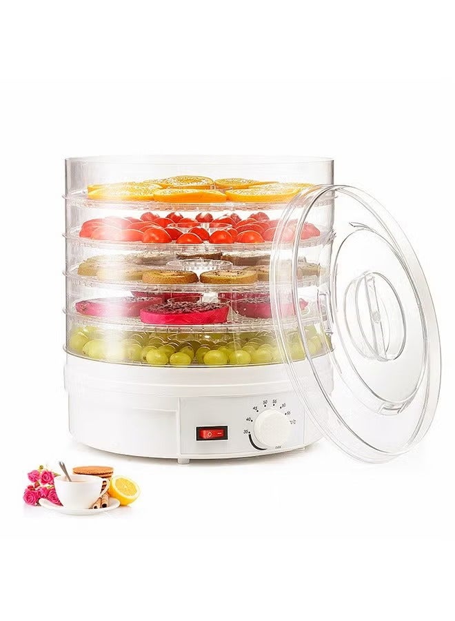Food Dehydrator, 5 Tier and Digital Temperature Controls, Electric Food Preserver Machine with Powerful Drying Capacity for Fruits, Veggies, Meats & Dog Treats (Round)