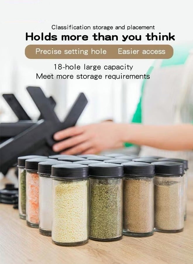 19PCS Seasoning Jar Set with 18 Seasoning Jars 360° Rotation Easy Access Seasoning Rack