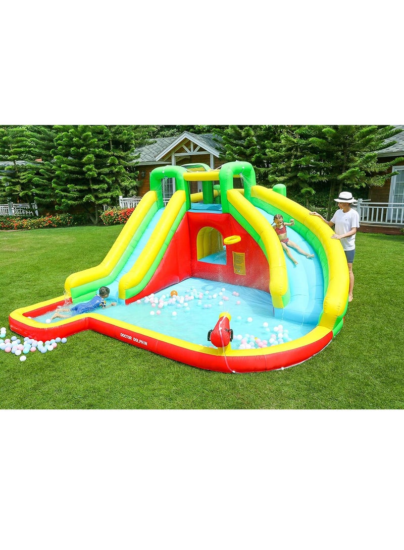 Inflatable Twin Water Slide with bouncer for Kids Outdoor Play