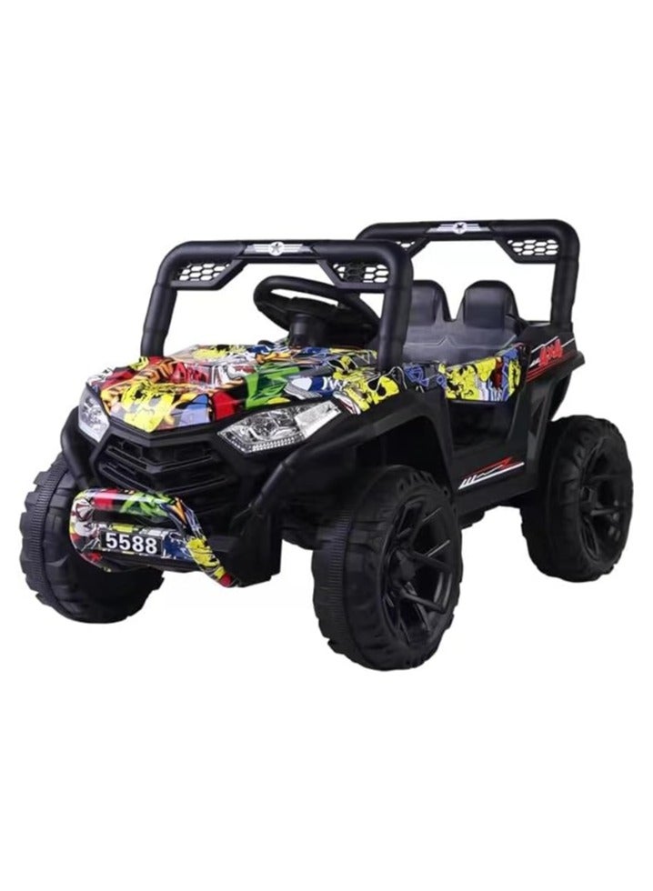 Kids Electric Car Ride On,Kids Ride on Rechargeable Jeep, RC Car Kids Electric Car Ride On Car Toy Viechel For KidsElectric Ride-In Off-Road Vehicle Remote Control Children's Car,RC Car(Graffiti)