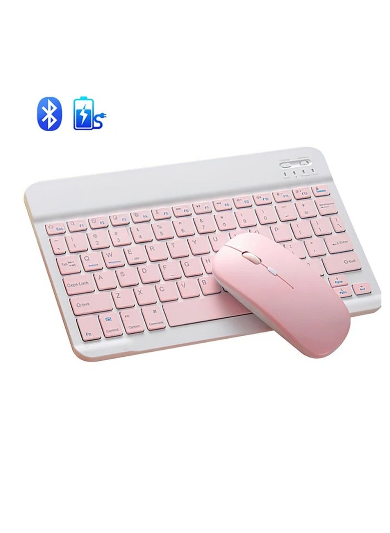 Wireless Keyboard and Mouse Combo Bluetooth Keyboard Mouse Set with Rechargeable Battery Pink