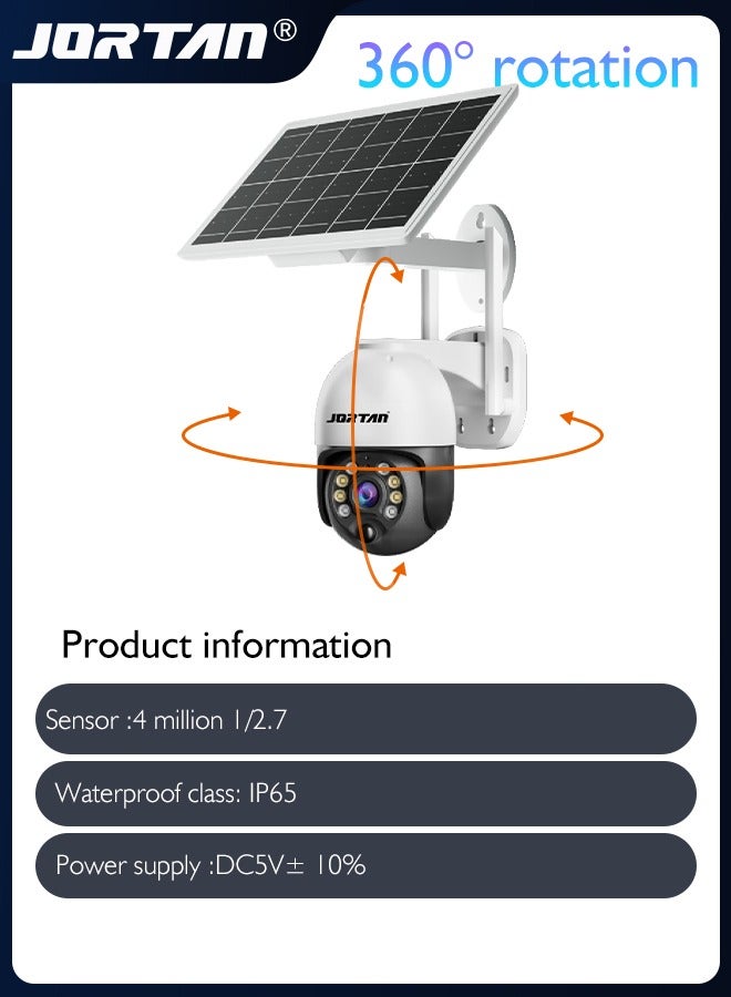 4MP 4G SIM Card & Wifi Solar Security Camera Outdoor Wireless Low Power Consumption Surveillance Camera with Solar Panel & Motion Detection & Microwave Dual Detection & Remote Control & 2 Way Audio