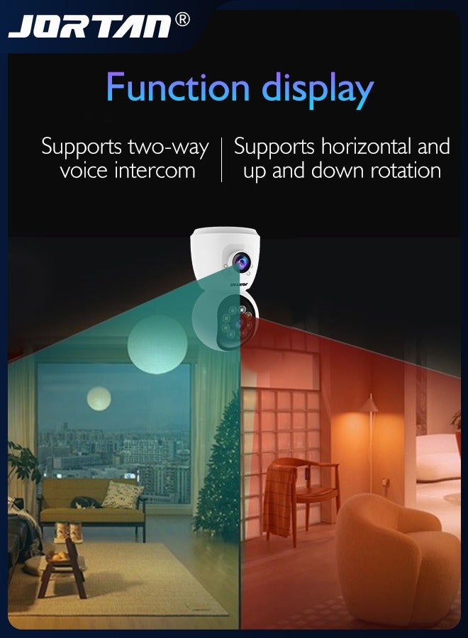 4MP 2Kx2 WiFi Security Camera Dual-Lens Wireless PTZ Camera 360° Pan/Tilt/Zoom Camera System with Motion Detection & Two-Way Talk & Siren Alarm & Color Night Vision for Monitoring Baby, Pet and Home