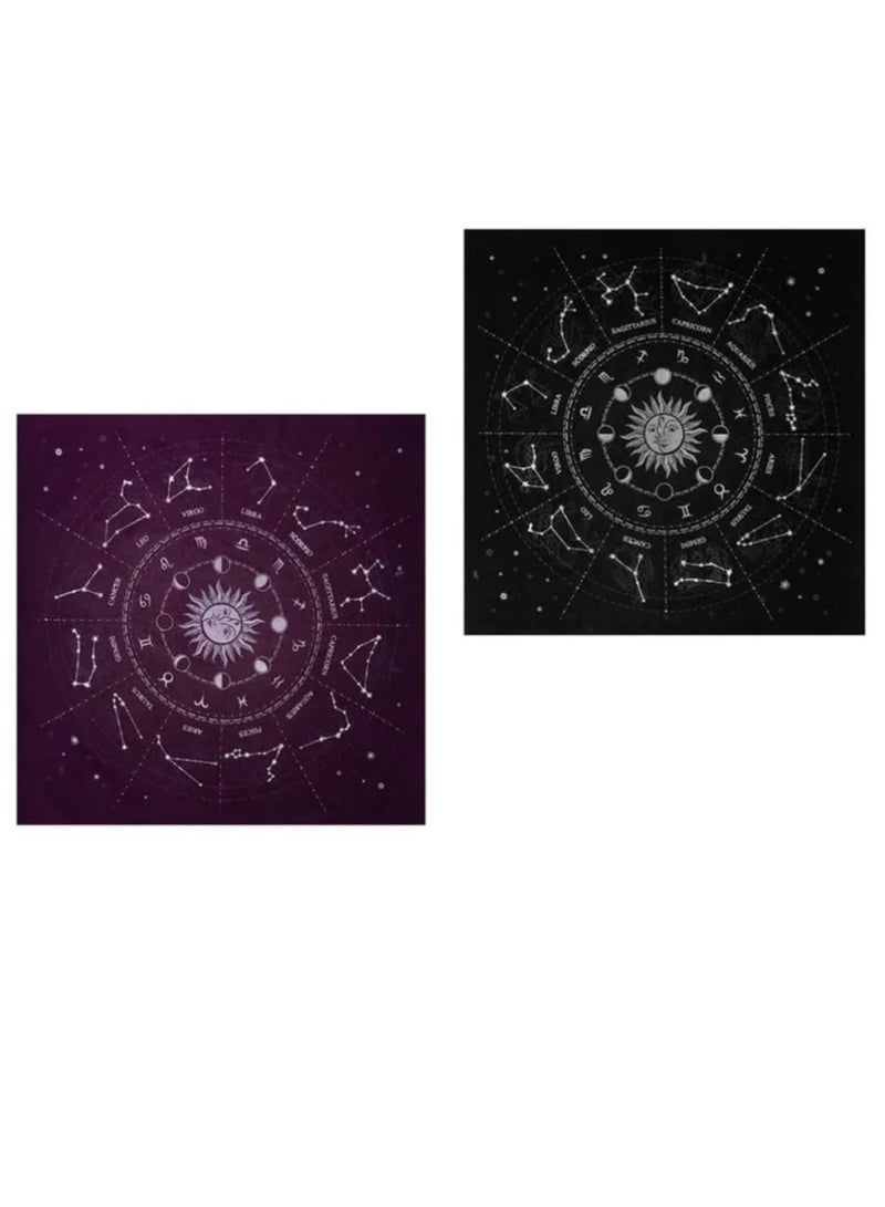 2Pcs Altar Tarot Card Cloth Washable Tablecloth 12 Constellations Astrology Tarot Divination Cards Tapestry Deck Cloth