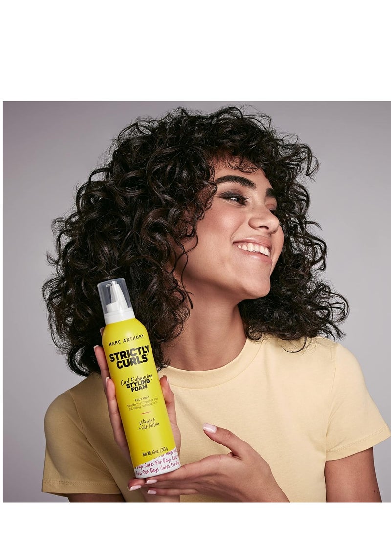 Marc Anthony Strictly Curl Enhancing Styling Foam , Extra Hold - Vitamin E & Silk Proteins Transforms Frizzy Hair to Full , Shiny , Defined Curls - Sulfate-Free Anti-Frizz Mousse Product