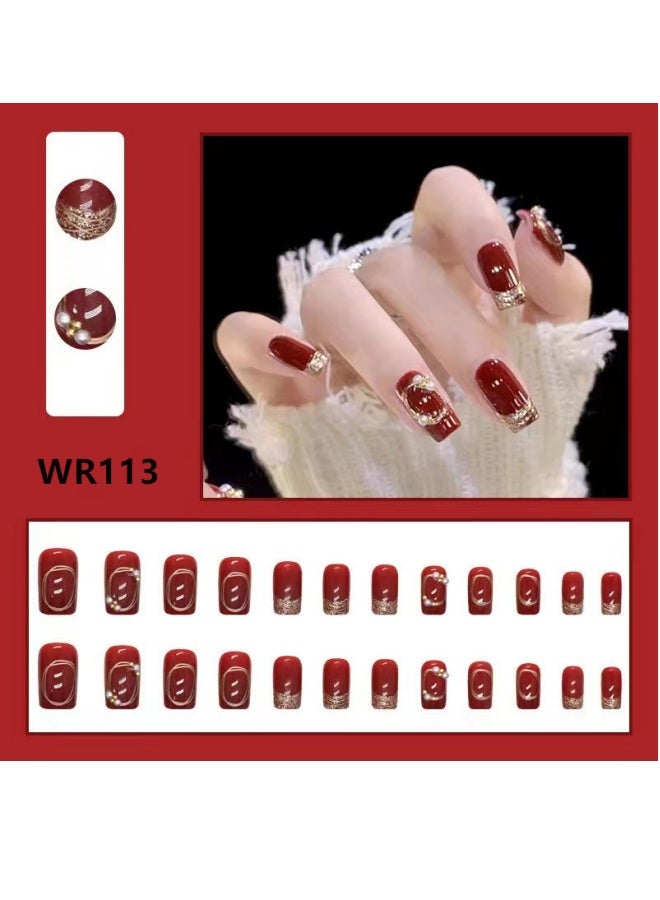 24 Pieces Of Fake Nail Patches, Faded Gradient Nail Patches, Removable Finished Wearable Nail Patches, Blush Nail Patches