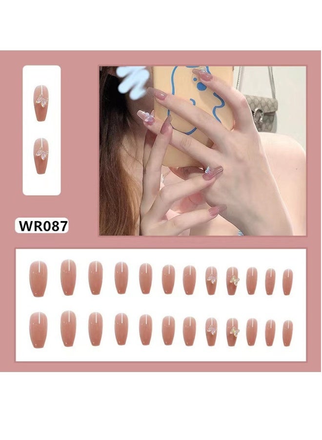 24 Pieces Of Fake Nail Patches, Faded Gradient Nail Patches, Removable Finished Wearable Nail Patches, Blush Nail Patches