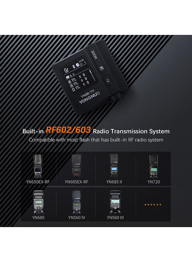 YN32-TX TTL Wireless Flash Trigger 2.4G Flash Transmitter Built-in Battery Multiple Flash Modes with USB Port Replacement for Sony Camera with MI Hot Shoe for YN685/ YN560 II/ YN650EX
