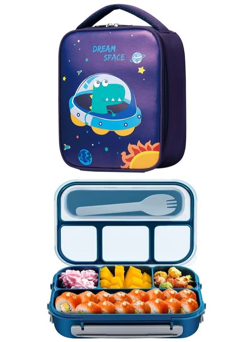 Lunch Box Kids Bento Box Lunch Containers for Adults Kids Toddler with Storage Bag,1300ML-4 Compartment Bento Lunch Box,Microwave & Dishwasher & Freezer Safe,BPA Free (Blue)