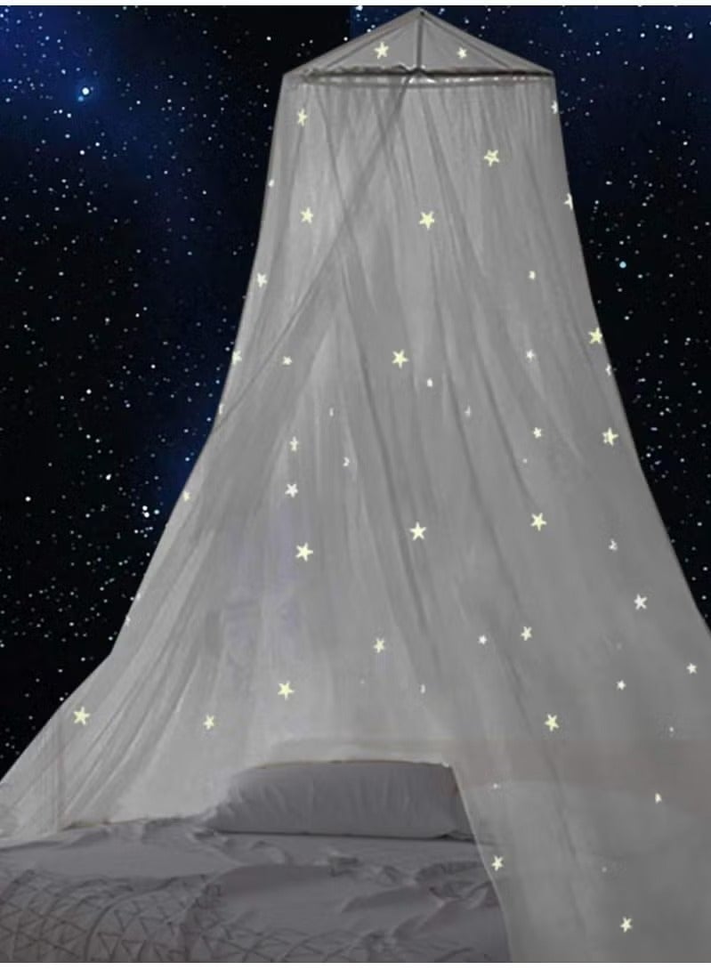 Mosquito Net with Fluorescent Stars Glow in Dark for Baby Kids and Adults