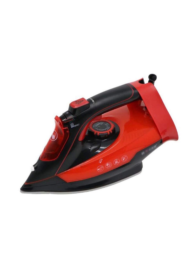 Steam Iron 2600W Steam Irons for Clothes Steam Generator Travel Iron Ironing Ceramic Soleplate Portable Ironing red